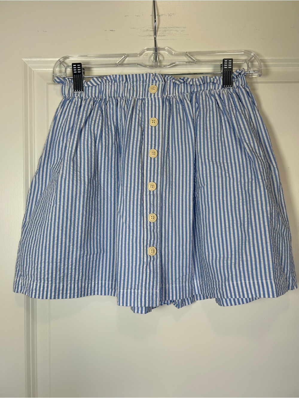 Crewcuts Blue and White Striped Button-Front Girls' Skirt